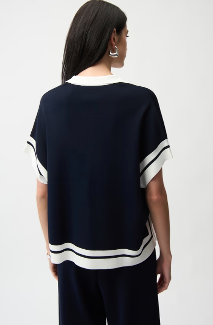 Joseph Ribkoff Striped Casual V-neck Pullover