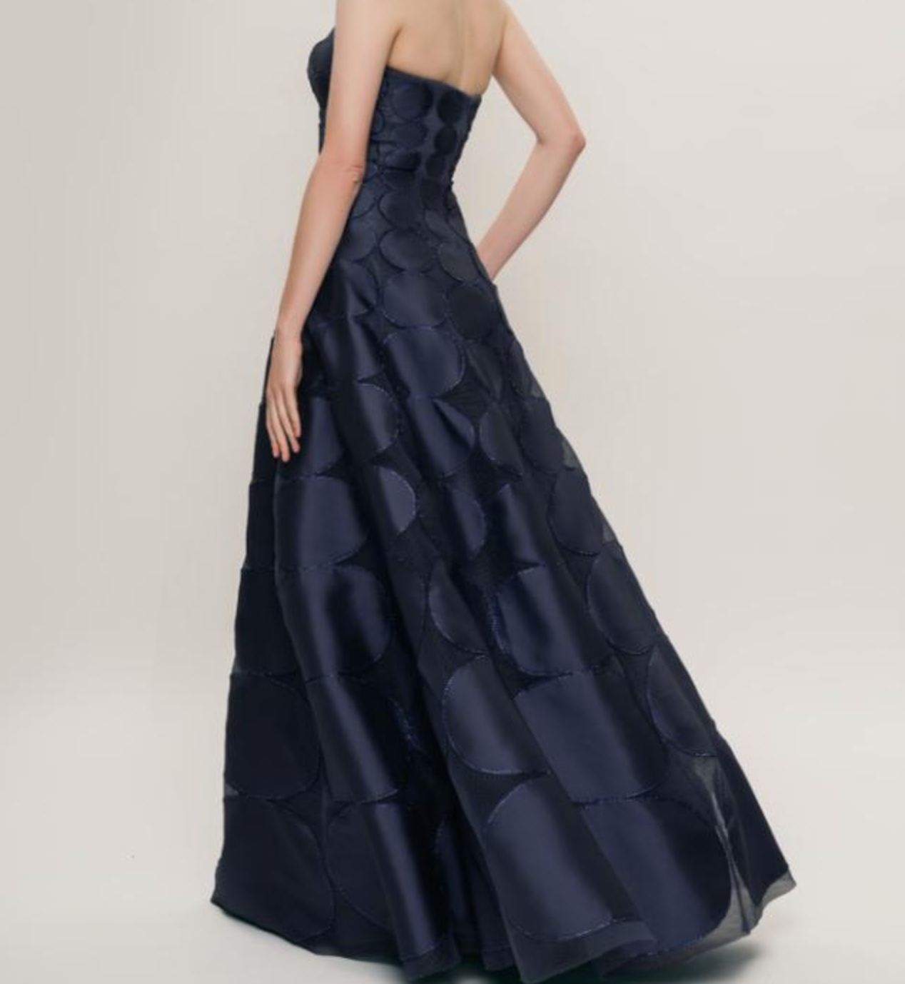 Hynes Park Strapless Textured Circular Mikado Dress