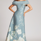 Teri Jon Off The Shoulder Floral Border Gown