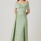 Teri Jon Taffeta Off The Shoulder Overlay Skirt Gown
