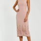 Mac Duggal Crepe Sleeveless Midi Dress With Flower Beading