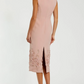 Mac Duggal Crepe Sleeveless Midi Dress With Flower Beading