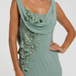 Mac Duggal Green Sleeveless Jersey Cowl Neck Gown With Beading