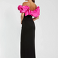 Mac Duggal Black Crepe & Faille Off The Shoulder Gown