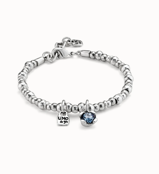 UNO de 50 Beaded stretch bracelet with blue crystal
