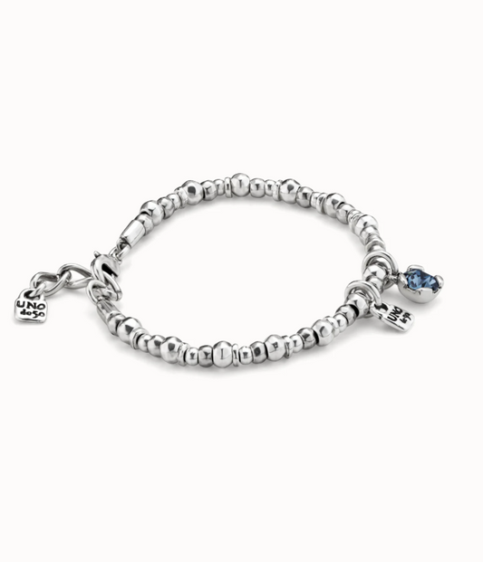 UNO de 50 Beaded stretch bracelet with blue crystal