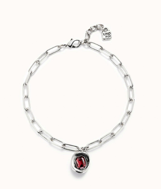 UNO de 50 Short link chain pendant necklace red crystal