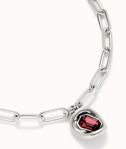 UNO de 50 Short link chain pendant necklace red crystal