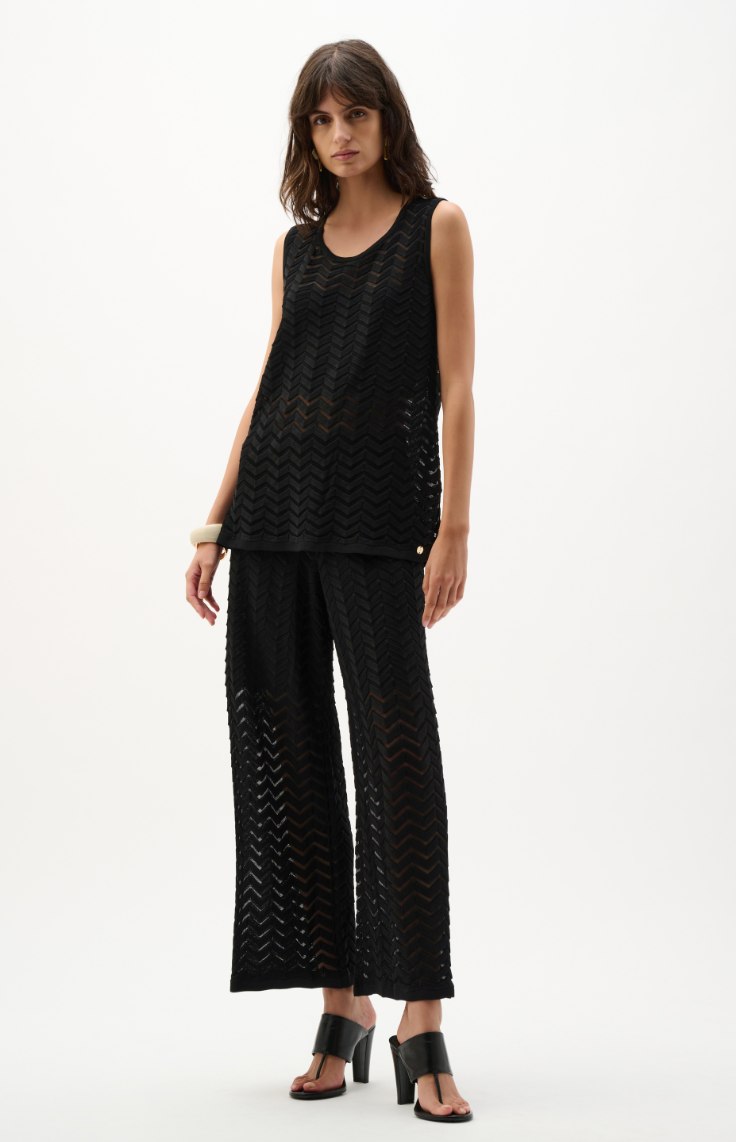 Joseph Ribkoff Jacquard Knit Chevron Stitch Culotte Pants