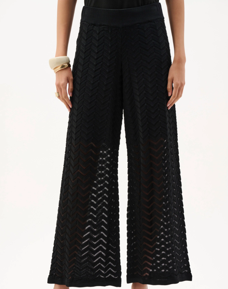 Joseph Ribkoff Jacquard Knit Chevron Stitch Culotte Pants