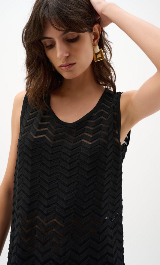 Jospeh Ribkoff Viscose Jacquard Knit Chevron Stitch Relaxed Tunic Top