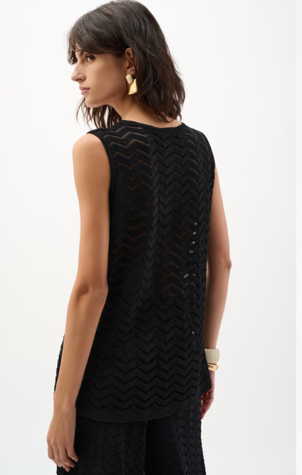 Jospeh Ribkoff Viscose Jacquard Knit Chevron Stitch Relaxed Tunic Top