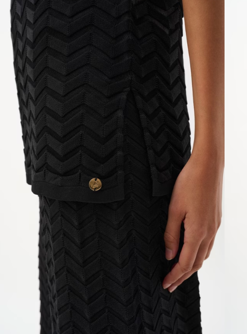 Jospeh Ribkoff Viscose Jacquard Knit Chevron Stitch Relaxed Tunic Top