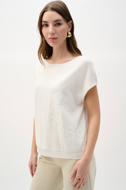 Joseph Embroidered Boat Neck Pullover Style