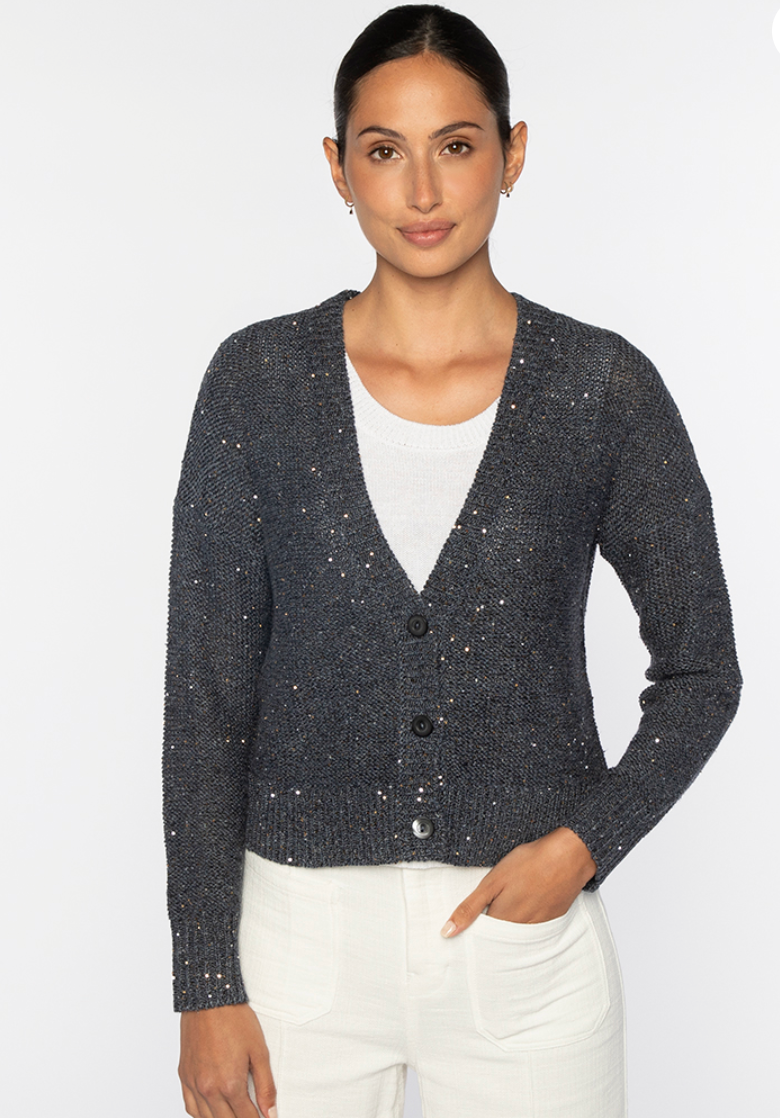 Kinross Sequin Vee Cardigan