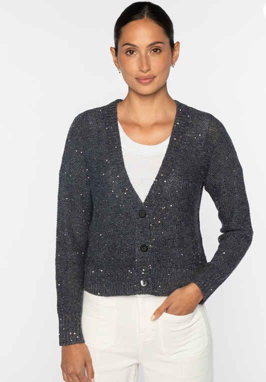 Kinross Sequin Vee Cardigan