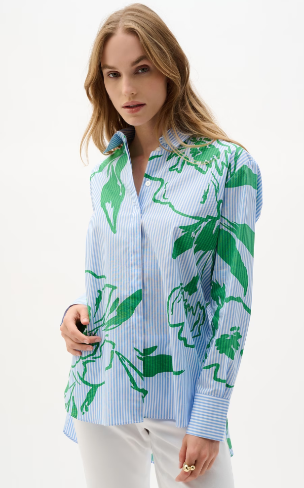 Joseph Ribkoff Floral Striped Casual Shirt