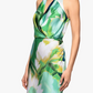 Betsy & Adam Solana Satin Print V Neck Floor Length Dress