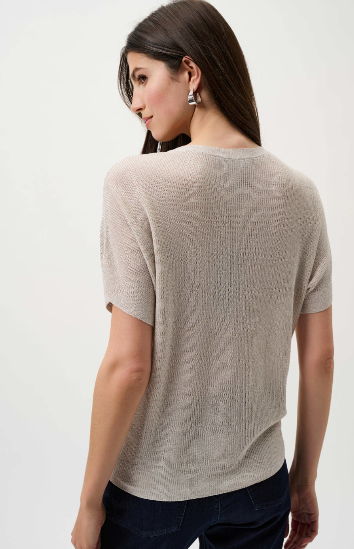 Joseph Ribkoff Metallic Knitted T-shirt with Rhinestones