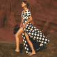 Leo & Ugo Off-shoulder long polka dot dress