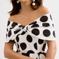 Leo & Ugo Off-shoulder long polka dot dress