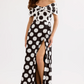 Leo & Ugo Off-shoulder long polka dot dress