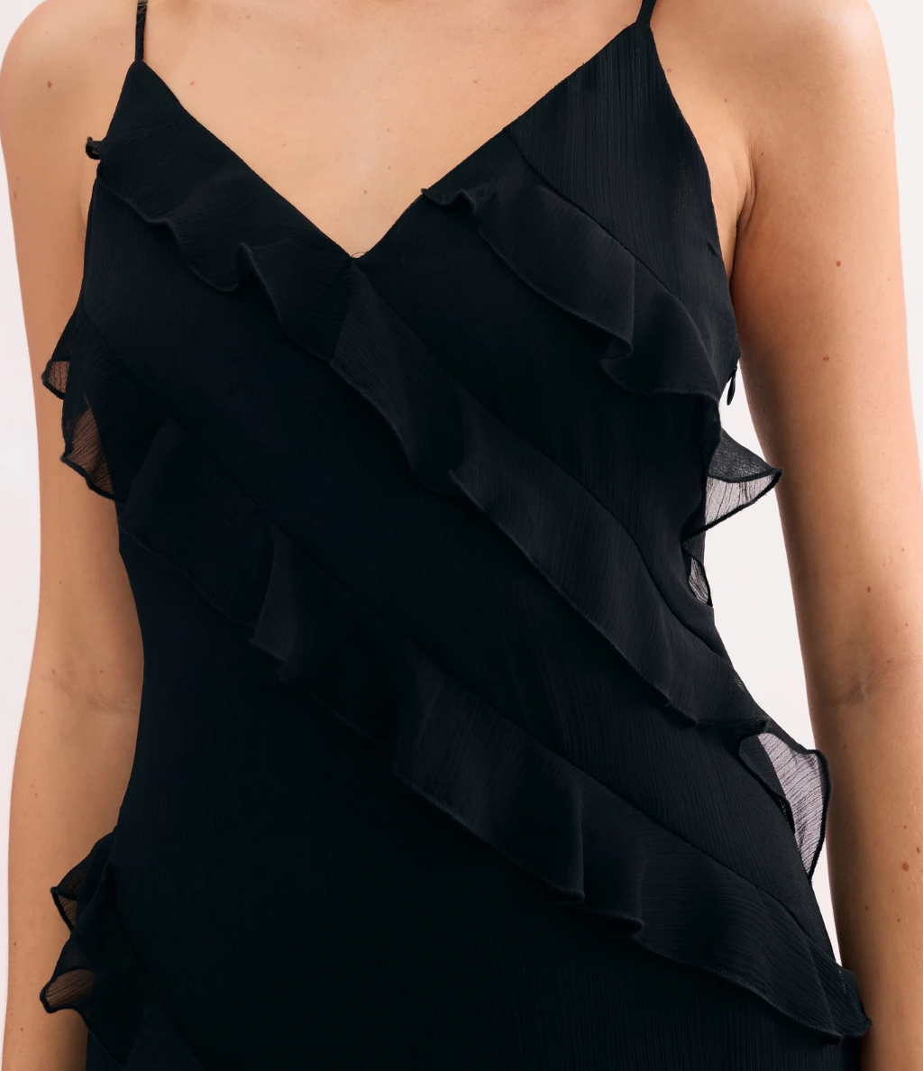 Leo & Ugo Black long dress with ruffles