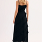 Leo & Ugo Black long dress with ruffles