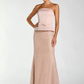 Mac Duggal  Pink strapless satin top with embellished skirt dress