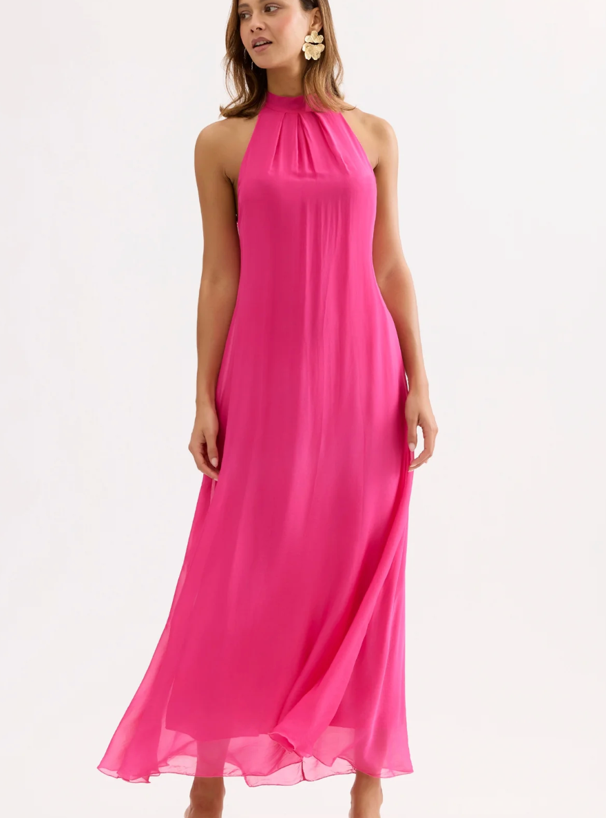 Leo & Ugo Caroline Flowy High Neck Maxi Dress