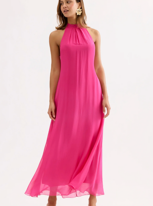 Leo & Ugo Caroline Flowy High Neck Maxi Dress