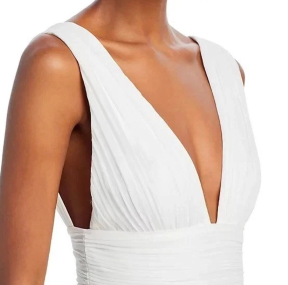 Alice + Olivia OFF WHITE Adrianna Pleated Maxi Dress