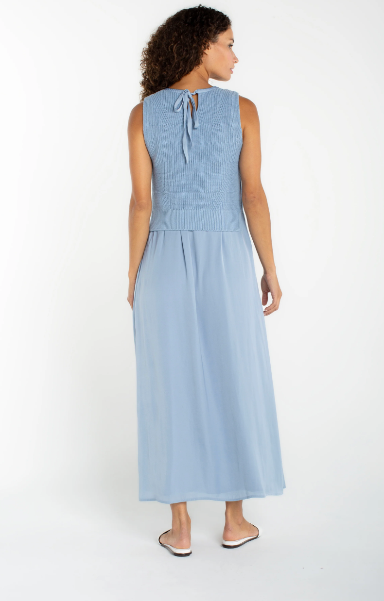 Liverpool Sleeveless Tie Back Sweater Woven Dress