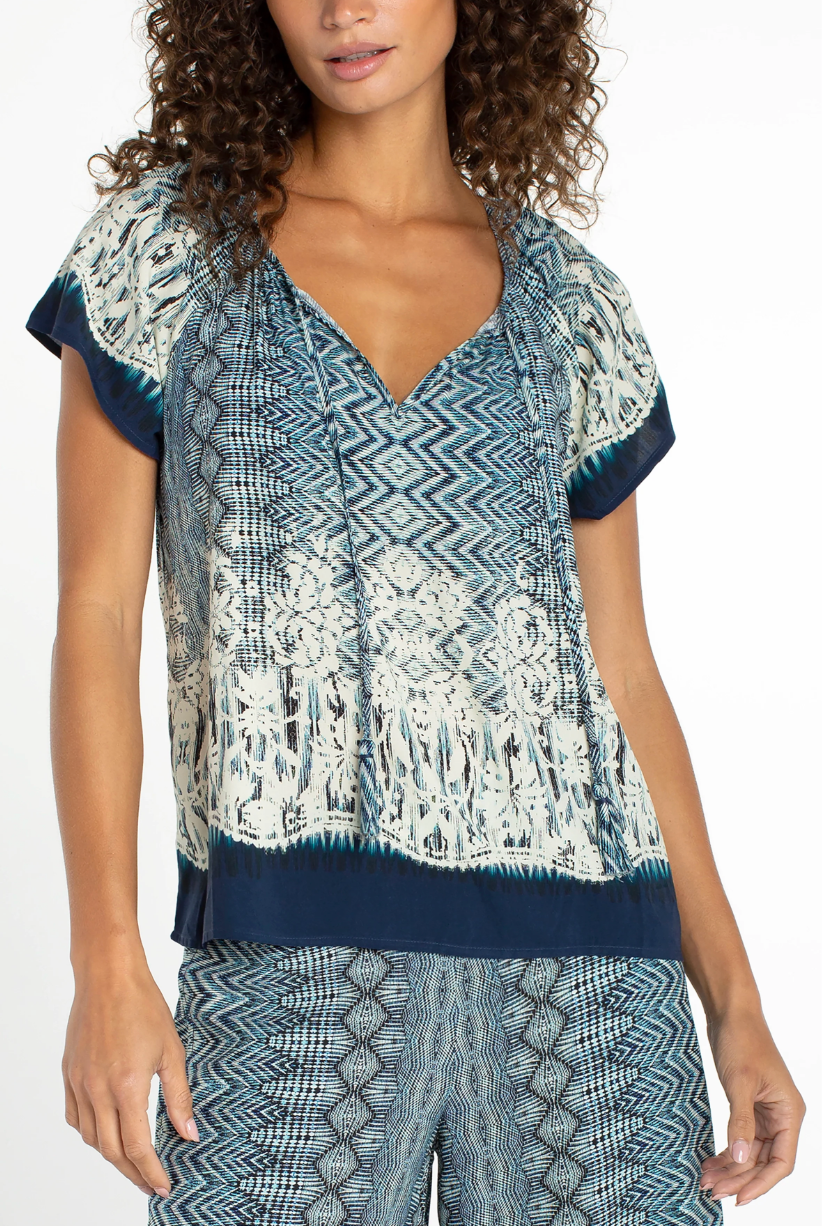 Liverpool Woven Top With Front Tie