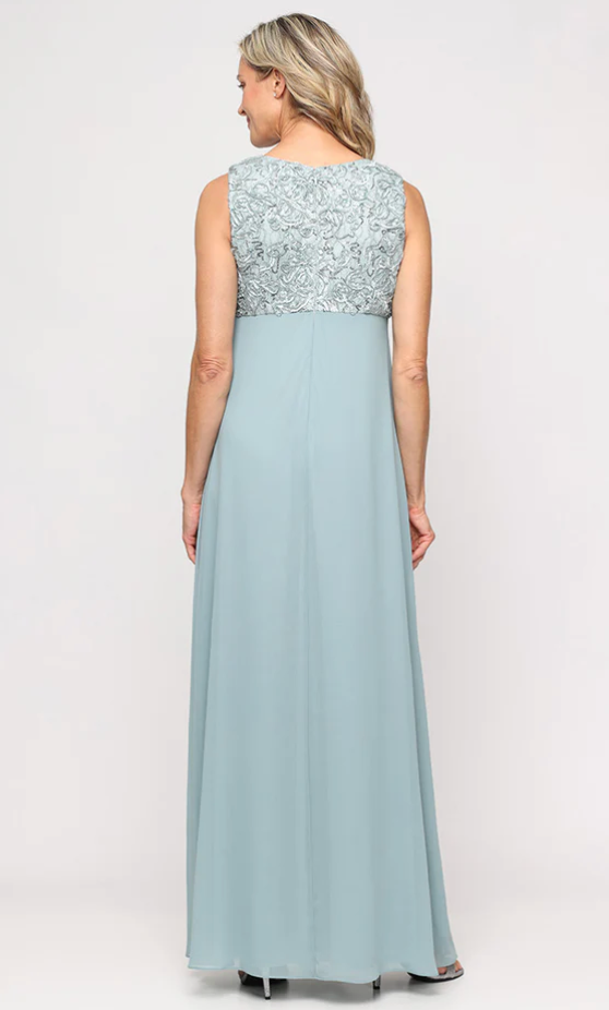 Alex Evenings Empire Waist Dress with Soutache Lace Bodice & Jacket