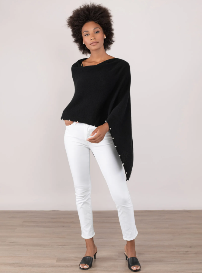 Alashan Cashmere Pearl Trim Topper