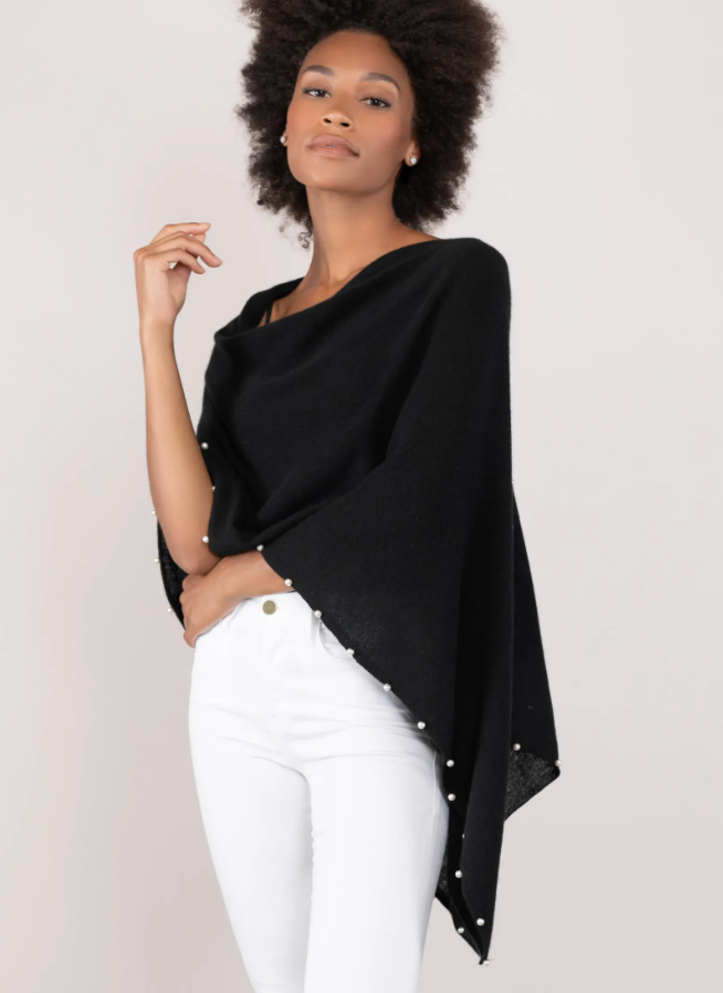 Alashan Cashmere Pearl Trim Topper