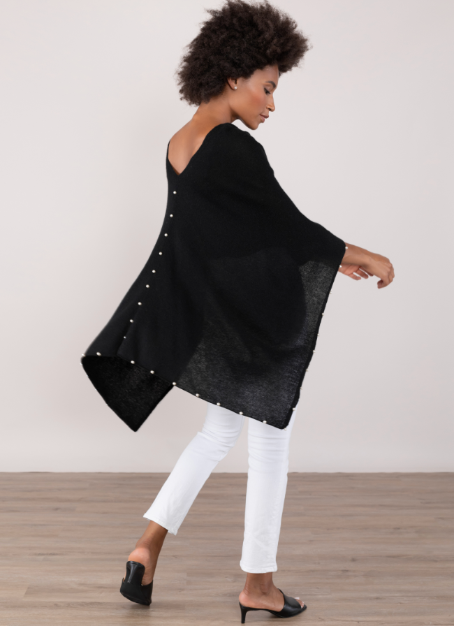 Alashan Cashmere Pearl Trim Topper