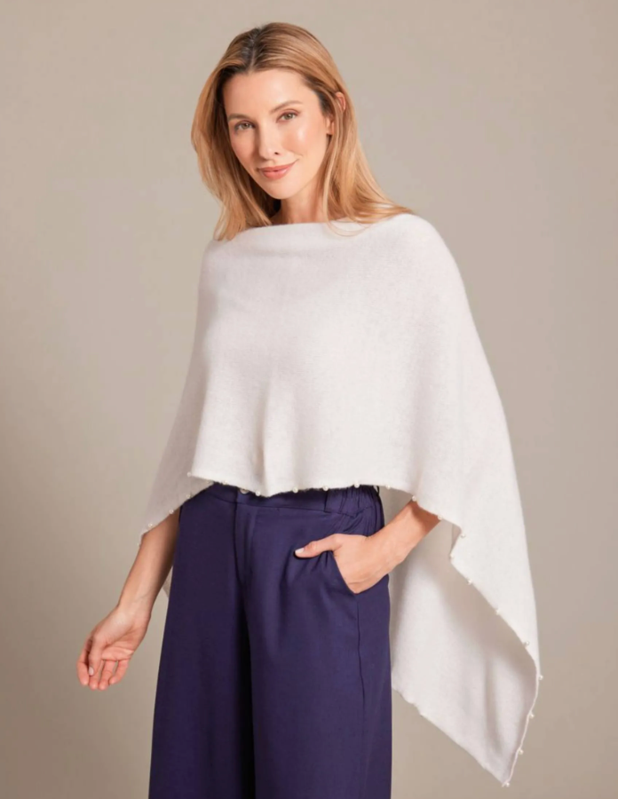 Alashan Cashmere Pearl Trim Topper