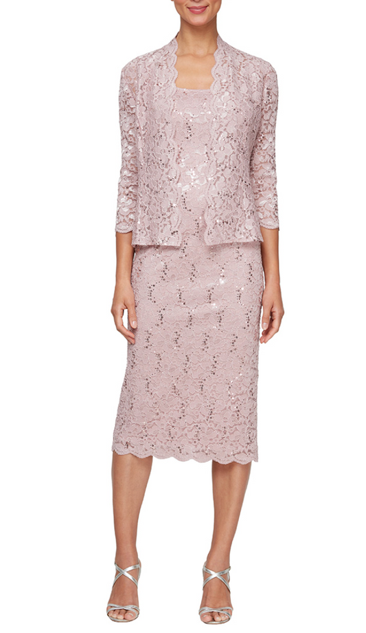 Alex Evenings Petite Lace Jacket Dress with Sequin Detail