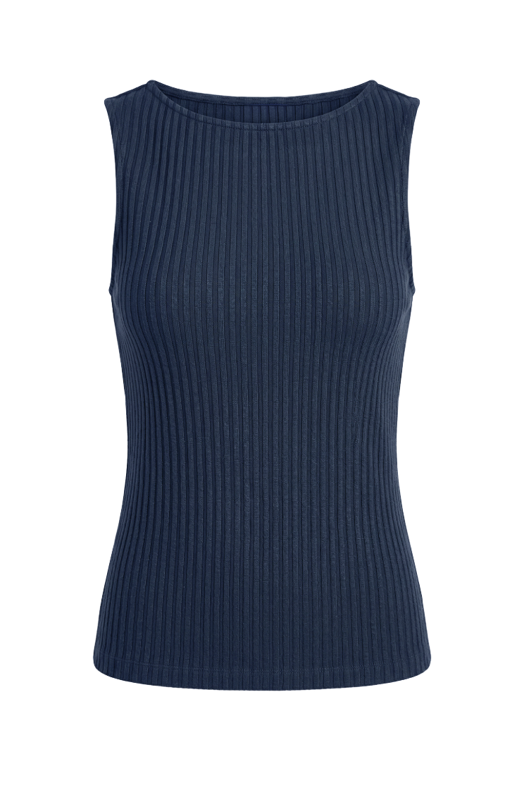 Liverpool Sleevless Boat Neck Rib Knit Top