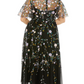 Mac Duggal Plus Size Sequin Floral Detail Midi Dress Sequin Floral Detail Midi