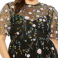 Mac Duggal Plus Size Sequin Floral Detail Midi Dress Sequin Floral Detail Midi