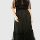 Mac Duggal Black High Neck Tulle Polka Dot Detail Dress