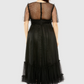 Mac Duggal Black High Neck Tulle Polka Dot Detail Dress