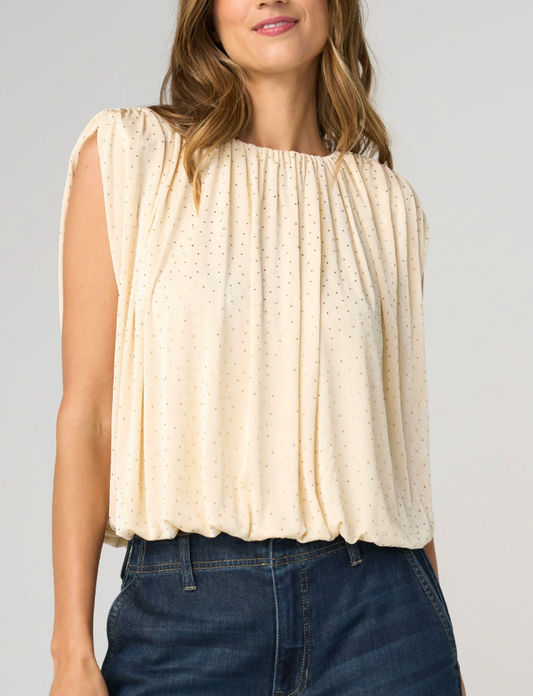 Liverpool Sleeveless Draped Knit Top W/ Shoulder Pads