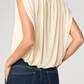 Liverpool Sleeveless Draped Knit Top W/ Shoulder Pads