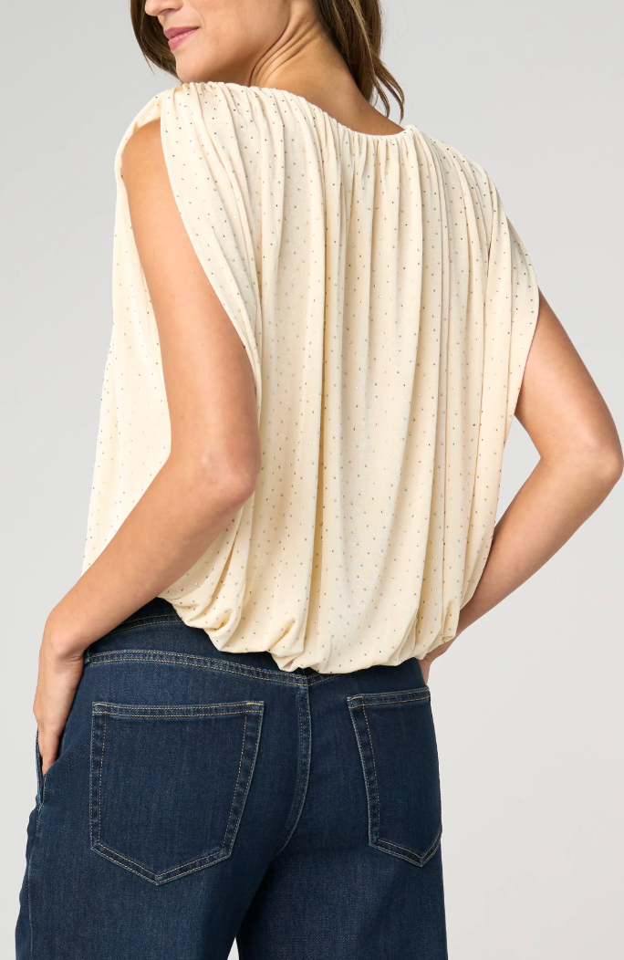 Liverpool Sleeveless Draped Knit Top W/ Shoulder Pads