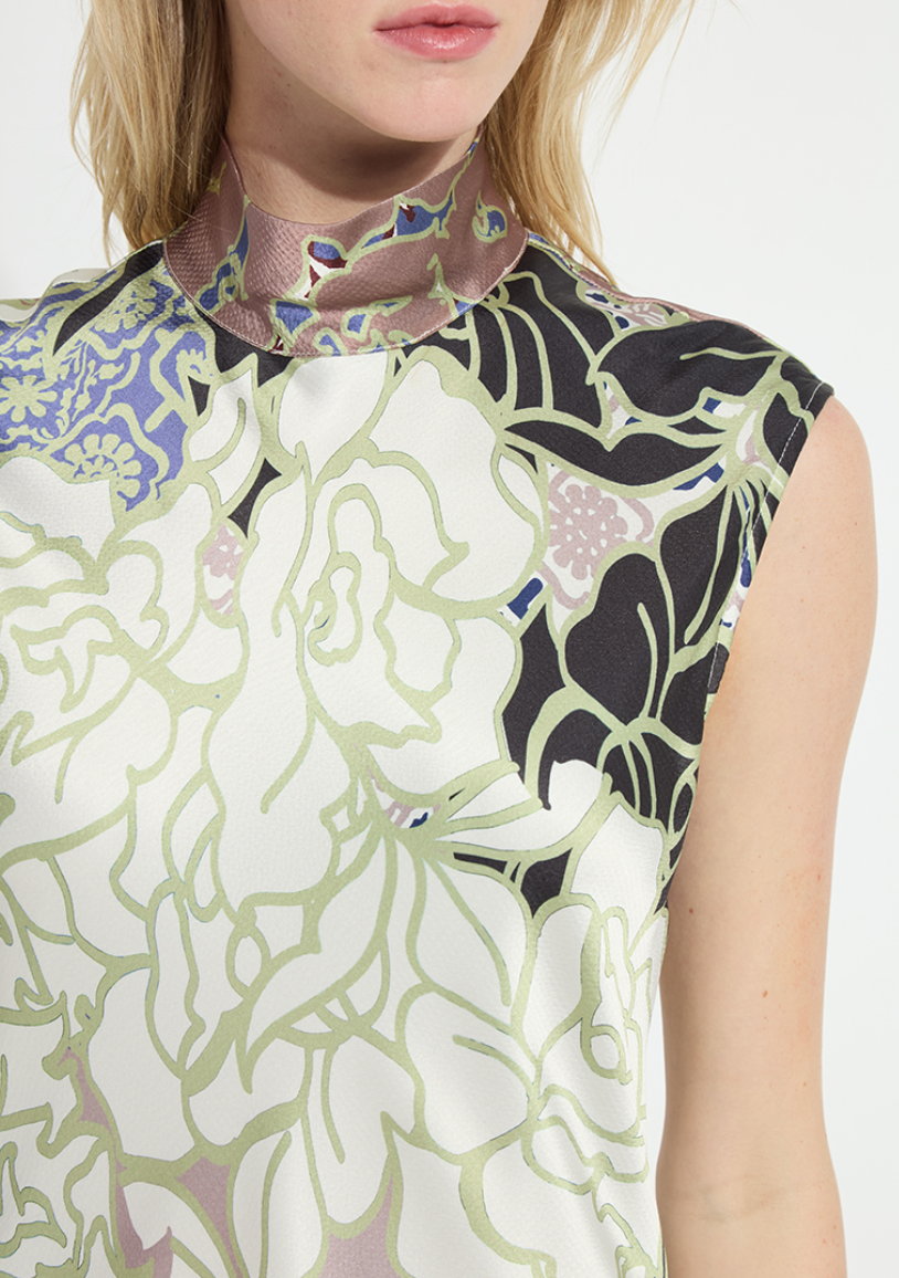 LYSSE Flora Mock Neck Bias Cut Midi Dress