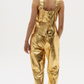 ANYA METALLIC LINEN PANTS - GOLD